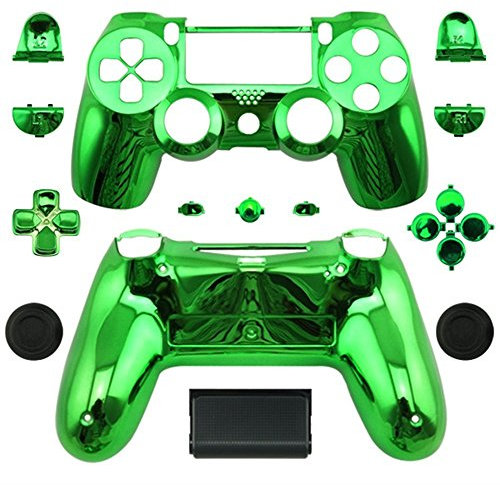 Funda especial personalizada con botones para mando inalámbrico PS4, color verde cromado