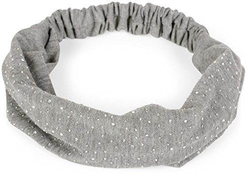 styleBREAKER Damen Haarband mit Strass und Gummizug, Stirnband, Headband, Haarschmuck 04026016, Farbe:Hellgrau meliert