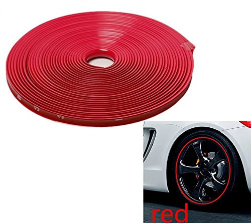 8mm x 8m - (0,87€ / meter) ROT/RED Felgenrand Alufelgenschutz Selbstklebende Protektor-Band Kunststoff-Schutzstreifen Schutz Streifen Aufkleber Profil zum Schutz der Felge - Hallenwerk