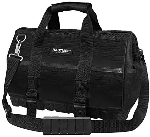 HAUTMEC Werkzeugtasche mit Große Öffnung,robuster Kunststoffboden,doppeltes 600 Denier Nylon,verstellbarer Schultergurt, wasserdicht(41 * 21 * 33cm) HT0096