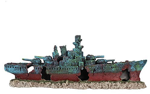 Pssopp Harz Wrack Boot versenkt Schlachtschiff Kriegsschiff Hideaway Fisch Garnelen Zucht Versteck Höhle Shelter mehrere Löcher Aquarium Wasserlandschaft Landschaftsbau Höhle Dekoration
