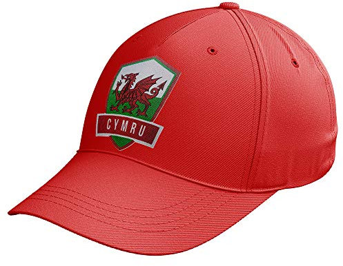 Purple Print House Wales Hat, Cymru Wales Flag Baseball Cap, Red Black Welsh Gifts Men (Red)