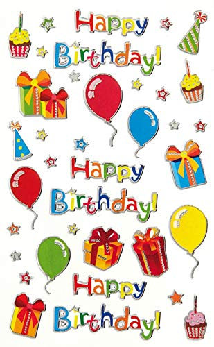 bsb Sticker - Aufkleber zum Geburtstag - Stickerbogen in 7,8 x 12,5 cm - kleine Aufkleber mit Luftballons & Happy Birthday - Creative-Serie