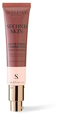 Second Skin Matte Liquid Face Foundation from Sculpted by Aimee - 32ml Buildable, Medium Coverage Foundation with Matte Finish, Hyaluronic Acid, Collagen Boosting Formula, SPF 50, (Fair 2.0)