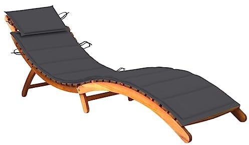 vidaXL Akazienholz Massiv Sonnenliege mit Auflage Gartenmöbel Gartenliege Holzliege Liege Relaxliege Saunaliege Liegestuhl Strandliege