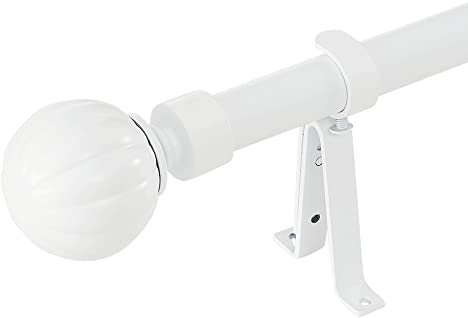 NICETOWN Gardinenstange Weiß-Matt Curtain Rods mit Runden Dekorativen Endstücken für Transparente Gardinen Vorhang Stange Ausziehbar, 1 Läufig, 182-365 CM, Durchmesser 25MM