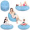 PATCH HOME Patchhome Sitzsack 2 in 1 Sitzkissen Bodenkissen für Erwachsene & Kinder - Gaming mit Füllung Kissen Sessel BeanBag (Ø 125cm, Hellblau)