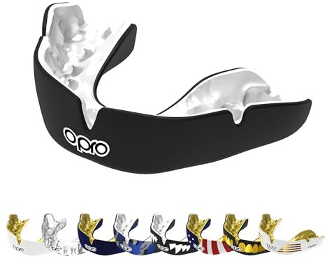 OPRO Instant Custom-Fit Mundschutz, vom Zahnarzt angefertigter Mundschutz, für ultimativen Komfort, Schutz, und Passform. Zahnschutz für Rugby, Boxen, Hockey, MMA (Schwarz, Erwachsene)