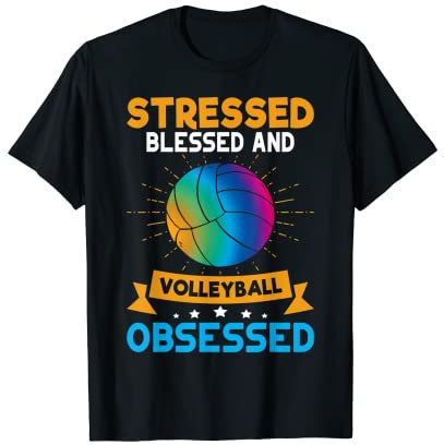 Lustiger Volleyball mit Aufschrift Stress Blessed And Volleyball T-Shirt