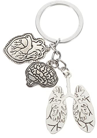 Amosfun Doktor-Schlüsselanhänger, Arzt, Schlüsselanhänger, zart, perfekt, Krankenschwester, Arzt, Krankenschwester, Schlüsselanhänger, Psychologe, Gehirn, silber, 4X3CM