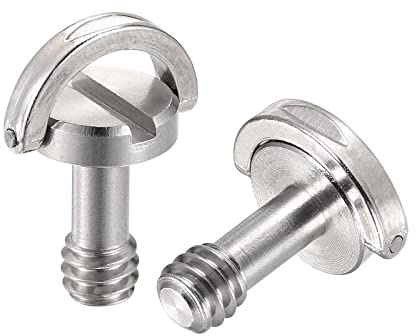 sourcing map 2 Stück Kamera Stativ Schraube 1/4 Stecker Adapter 0.55 | Befestigungsschraube Geschlitzt Länge für Kameraständer Mikrofonhalter aus Edelstahl