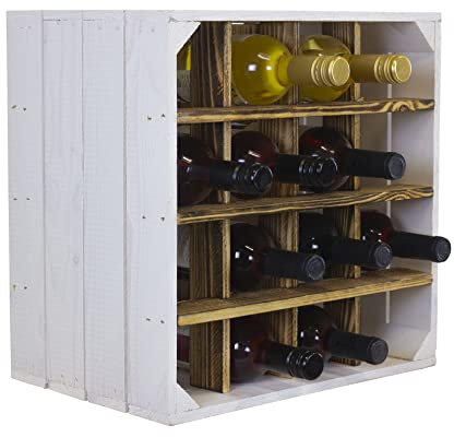 Kistenkolli Altes Land Weinregal 16er Weiss flam Maße 40x40x27cm Regalkiste Flaschenablage Weinschrank Apfelkiste/Weinkiste (1er Set)