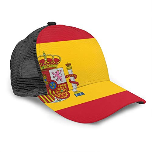 Oaieltj Gorra de béisbol unisex para mujeres y hombres, gorra de béisbol clásica ajustable con malla snapback sombrero de camionero sombrero de sol, Bandera de España, Talla única