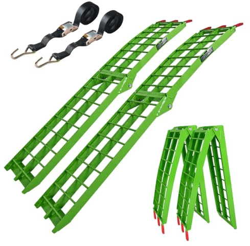 TRUTZHOLM 2 x Auffahrrampe klappbar 180 cm Traglast 680 kg Alu grün geriffelte Einzelstäbe Verladerampe