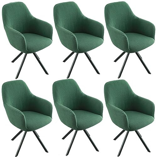 CLGTY Jacquard Stuhlhussen Mit Armlehne Stretch, Moderne Stuhlhussen Abnehmbar Waschbar Hussen Für Stühle Für Bankett-grün-B-6 Stück