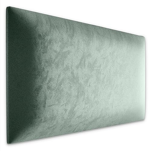 Muralo Wandkissen Gepolstert, Samt, Wandpolster, 3D-Effekt - 70x30 cm, Mint | Wandpaneel, ideal als Bettkopfteil oder Lendenkissen - für Schlafzimmer und Wohnzimmer, einfache Anbringung mit Montagekleber