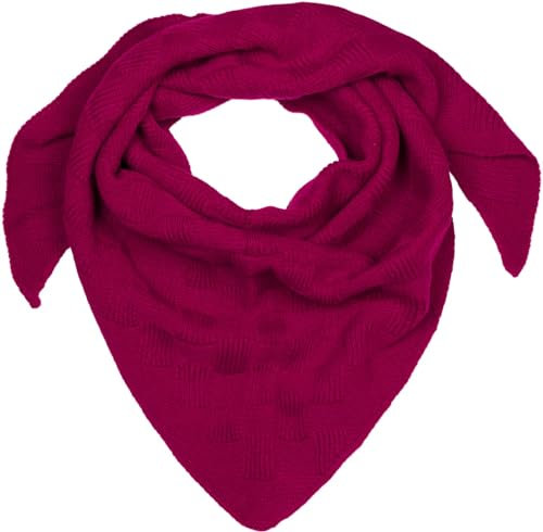 styleBREAKER Damen XXL Strick Dreieck Schal Einfarbig mit Schachbrett Strickmuster, Maxi Schal, Dreieckstuch, Warmes Winter Tuch 01020047, Farbe:Himbeere