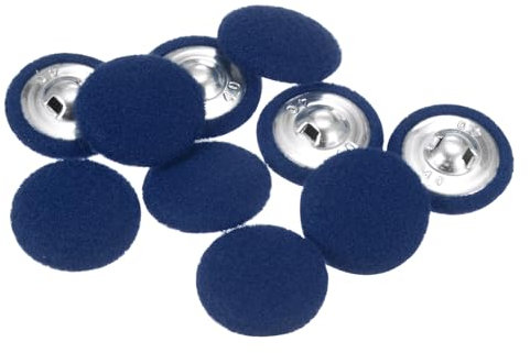 QUARKZMAN 10 Stück Stoffbezogene Knöpfe 25mm Runde Plüsch Bezogene Metall Knopf Stoff bedeckt mit Metallschaft Nähknöpfe Bastelknöpfe zum Nähen Basteln für Anzüge Strickjacke, Tiefblau