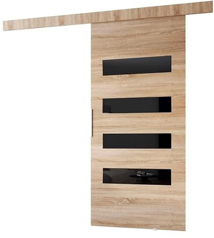 MINIO go for it - Schiebetür Komplettset CLEAN F Schiebetüren 106 cm Breit | Wandmontage, Schiebetürsystem, Zimmertüren - Sonoma Eiche