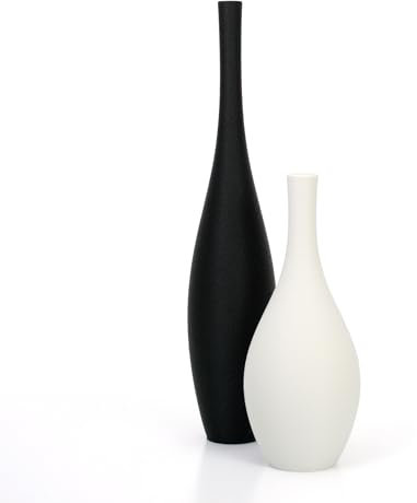 Designer Vasen-Set – Dekorative Blumenvasen aus Bio-Kunststoff (Schwarz & Weiß)