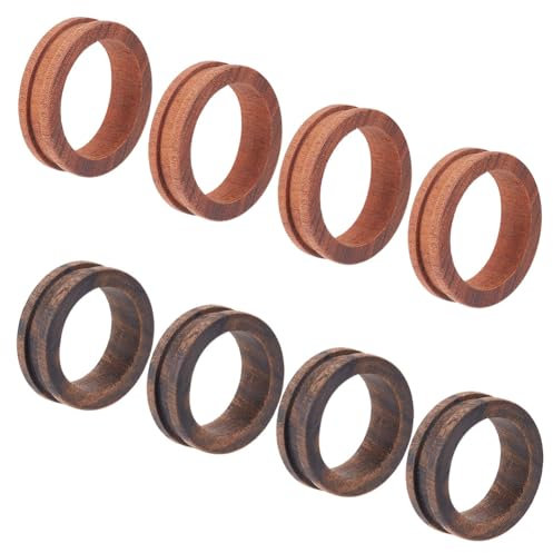 DELORIGIN 8 Stück Holz Fingerring Mit Rillen 2 Stile Blanker Kernring Holz Rillenring Rund Leere Ringrohlinge Für Männer Und Frauen Inlay Schmuckherstellung Hochzeit Handgefertigtes Band