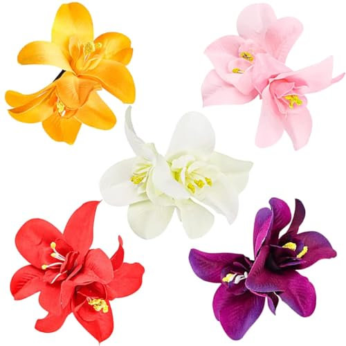 Böhmische Blumen-Haarnadel, künstliche tropische Blumen-Haarspange, Hibiskus Plumeria Haarnadel Orchidee Blume Kopfschmuck Bobby Pins Kopfbedeckung (5 Stück)