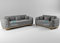 Dark Grey Plush Velvet Sofa, 2 Seater+3 Seater Sofa, 5 Seater Couch Living Room Sofas, Free Assembly & Delivery (DARK GREY)
