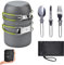 Camping Cookware Mess Kit Backpacking Pot Gear Camping Cooking Pots and Pans Set Camp Kitchen Equipment Accessories Green One Size
