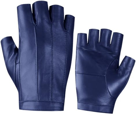 Harssidanzar Fingerlose Fahrhandschuhe Outdoor Sport Half Finger Handschuhe für Damen KL028EU,Marine,Größe XL