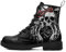 coolcustomize Stivali da combattimento da uomo con teschio gotico, punk rock, alla moda, con lacci, stivaletti alla caviglia per le donne in pelle leggera scarpe invernali, Scheletro nero., 43.5 EU
