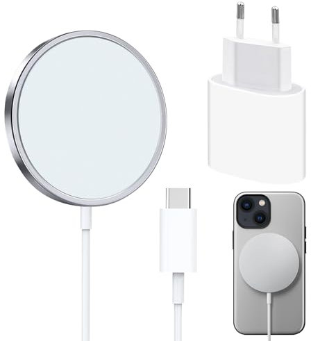 Caricatore Wireless con Adattatore USB-C, Caricatore Wireless 15W Senza Fili Portatile Rapida Caricabatterie, Supporto per Caricabatterie Wireless per Phone 14/13/12/11/Pro/Plus/Pro Max