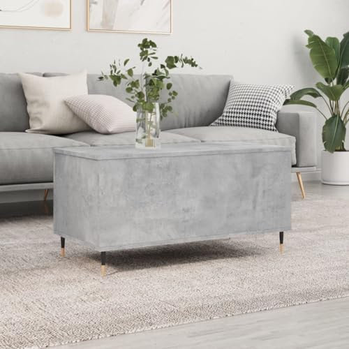 DYRJDJWIDHW Petite Table de Chevet,Bout de canapé,Table Basse Ronde Blanche,Table Basse Gris béton 90x44,5x45 cm Bois d'ingénierieGeeignet für Wohnzimmer, Schlafzimmer, Kino