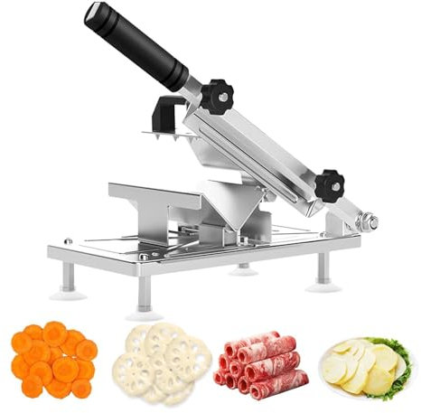Manuelle Fleischschneidemaschine,Edelstahl Küchenhand Fleischschneider - Gefrorene Fleischschneidemaschine Für -Rindfleisch-Hammel-Rolle, Allesschneider Für Die Hausmannskost Und Den Grill