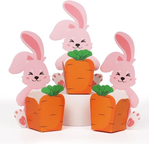 BETESSIN Geschenkboxen Ostern - 20 Stück Kleine Schachteln mit Osterhase & Karotte Motiv - Kreative Möhrenkisten zum Befüllen - Verpackung für Kleine Ostern Geschenke, Süßigkeiten, Mini Ostereier