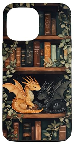 iPhone 13 Pro Max Cute Dragons On Bookshelf Book Dragon Bookworm Book Lover Case