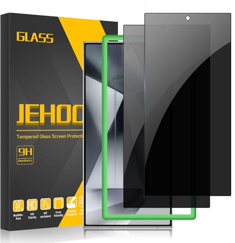 JEHOO 2 Stück für Samsung Galaxy S24 Ultra Panzerglas Sichtschutz, Anti-Spähen Gehärtetes Glas Schutzfolie, Fingerabdruck-ID Unterstützen, Anti-Kratzen, Blasenfreie, Anti-Spy 9H Displayschutzfolie