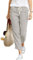 Cegerne Damen Leinenhose Lang Sommerhose Leicht Luftig Loose Fit Casual Baumwolle Leinen Stoffhose mit Taschen für Urlaub Strand 7/8, Grau, XXL