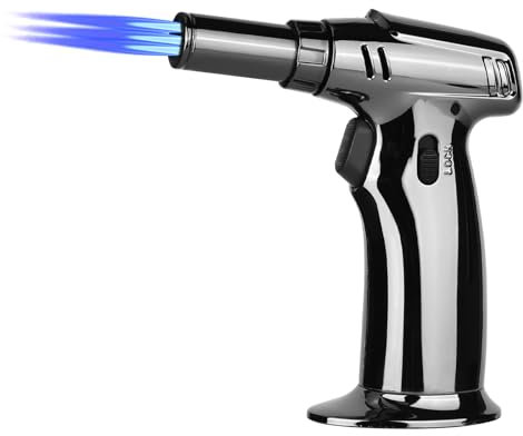XTDMJ Kitchen BlowTorch, Refillable Blowtorch with Adjustable Flame, Safety Lock, Windproof, 1300℃ High Temperature, for Desserts, Creme Brulee, Baking, Cigars (Butane Not Included)