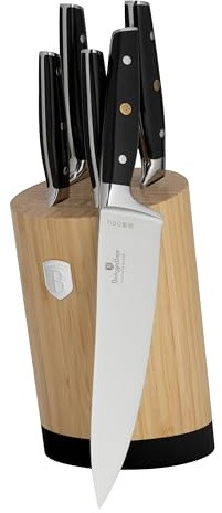 Berlinger Haus Messerset mit Ständer BAMBOO 6-tlg. Black Silver Collection BH-3136