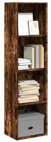 Myheimly Bücherregal Standregal Aktenregal Wandregal Raumteiler Regal Raumtrenner Büroregal Mehrzweckregal Räuchereiche 40x30x152 cm Holzwerkstoff