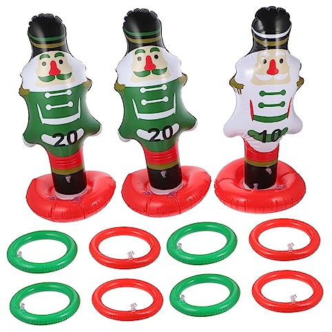 Yardwe Inflatable Nutcrackers Ring Toss 15pcs Pvc Christmas Party Game for Outdoor Random Style