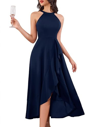 dressystar A Linie Festliche Kleider für Damen Abendkleid Elegant Sommer Sleeveless Kleid für Hochzeitsgast Elegantes Ballkleid Lang Auplm08 Navy S