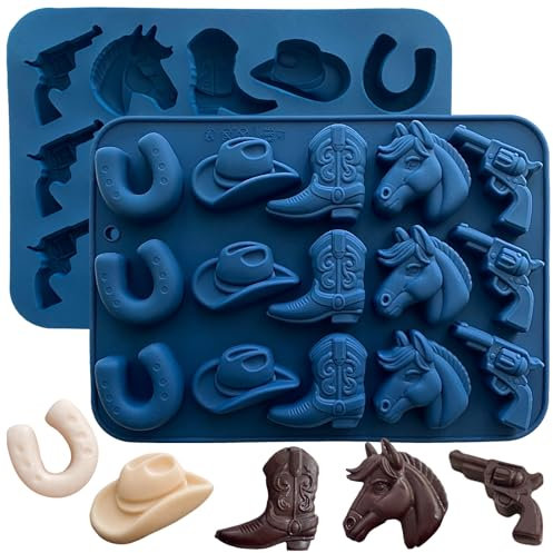 Cowboy-Schokoladenformen, Cowboyhut, Stiefel, Pferd, Sattelform, Silikon, Süßigkeitenformen, Western-Motto-Party, Backformen, Gelee, Eiswürfel, Kerzen, Form für Cupcakes, Kuchendekorationen