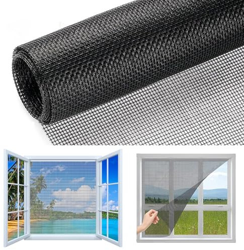 Tela Mosquitera para Puerta, 120x250CM Mosquitera de Fibra de Vidrio, Ventana Contra Insectos, Malla Antimosquitos, para Ventana y Puerta, Adiós a los Mosquitos y Otros Insectos (Negro)