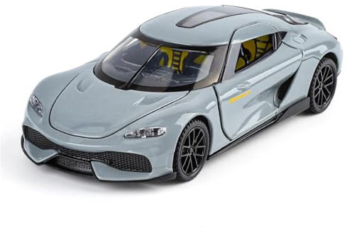 EXYFRUX Finished scale Model Alloy 1:32 For Koenigsegg Gemini GT Simulation Car Model Sound And Light Miniature Vehicle Model Collection Presents Presents Decoration(Chrome)