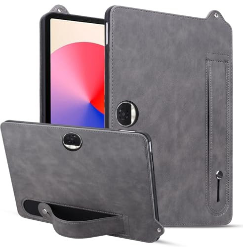BailiTao Funda para tablet Huawei Honor Pad 9 de 12.1 pulgadas a prueba de golpes con correa de mano y soporte de piel TPU (gris)