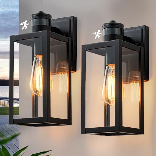FTL Outdoor Wall Light Motion Detector, 2 Pack Black