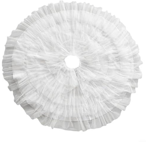 Elegante gonna per albero di Natale in tulle bianco neve, 90 cm, per elevare la decorazione delle vacanze senza sforzo