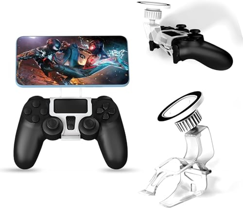 NBCP Support de téléphone magnétique pour manette PS4 DualShock 4, support de téléphone pour manette, clip de jeu mobile compatible MagSafe pour iPhone et Android