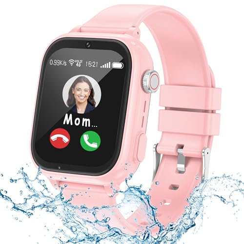 ELEJAFE Montre Connectée Enfant, 4G Montre GPS Enfant avec WiFi Appel Vidéo SOS Whatsapp Mode Classe Podomètre, Réveil, IP68 Étanche Smartwatch, Montre Intelligente pour Filles et Garçons